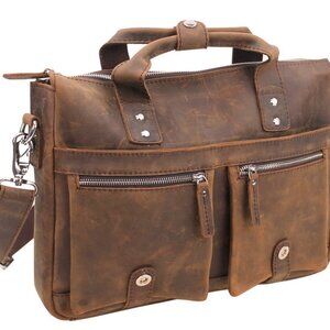 15" Classic Oil Tanned Cowhide Leather Bag L22VB